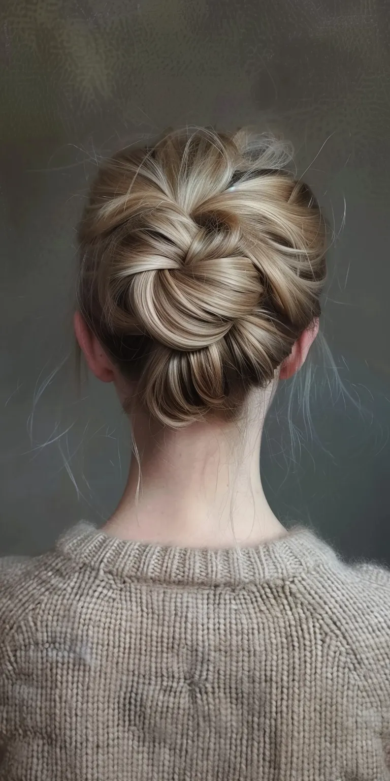 high bun hairstyles Updo, Chignon, Ballerina bun, French twist, Milkmaid braid