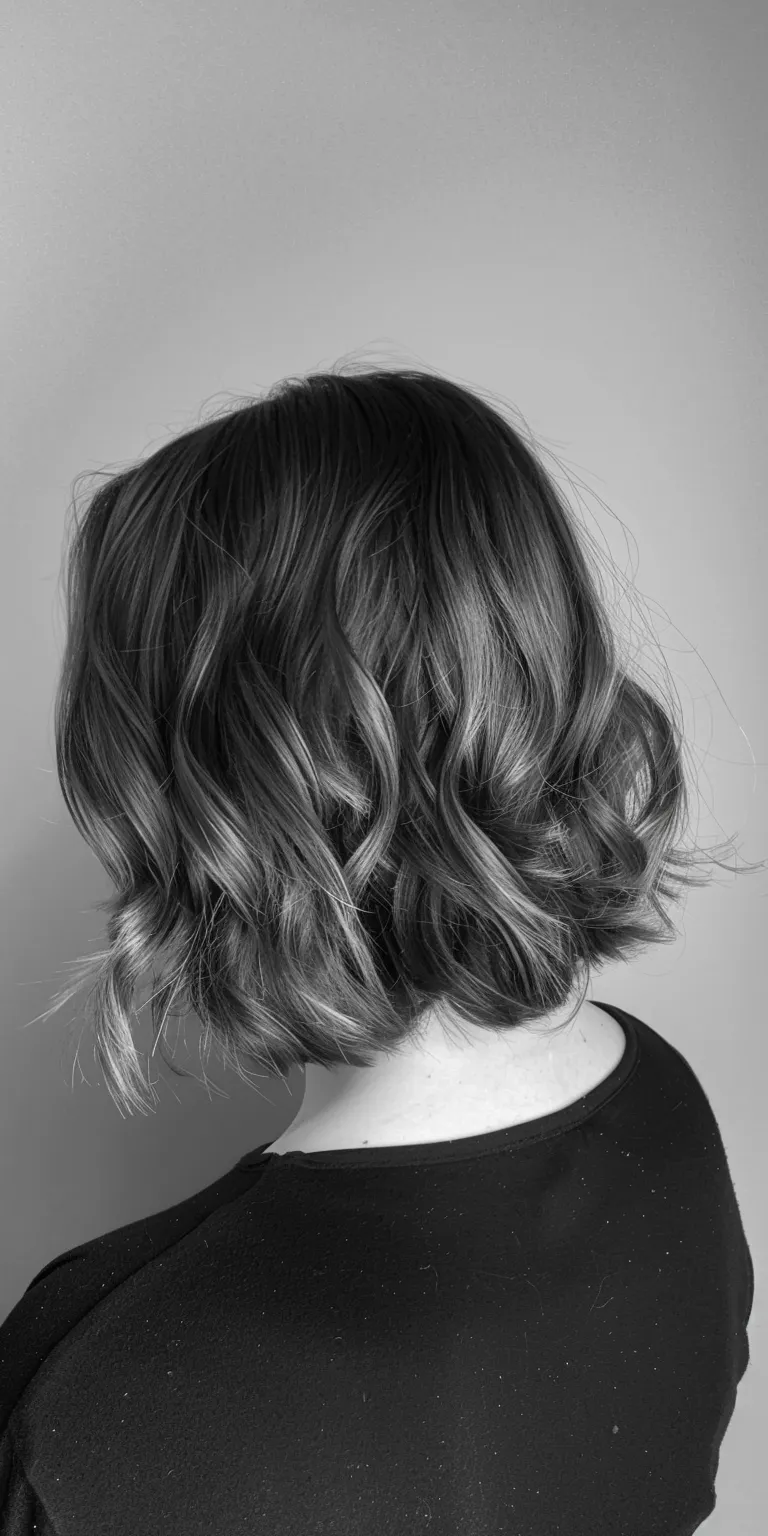 wavy lob Asymmetric cut, Bob Layered hair, Digital perm, Short brush cut