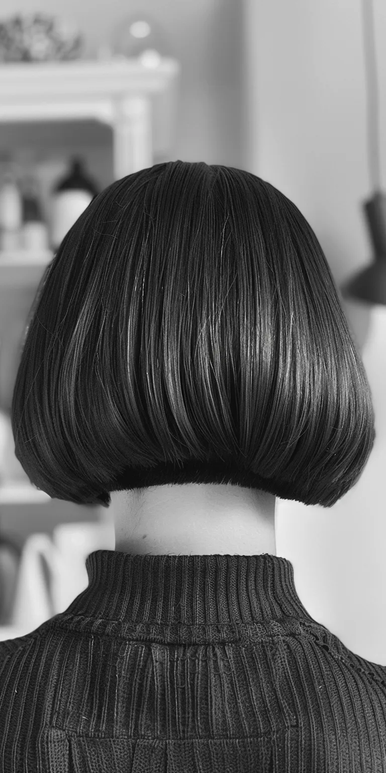 short bob with fringe Asymmetric cut, Bob Chignon, Stacked bob, Pompadour