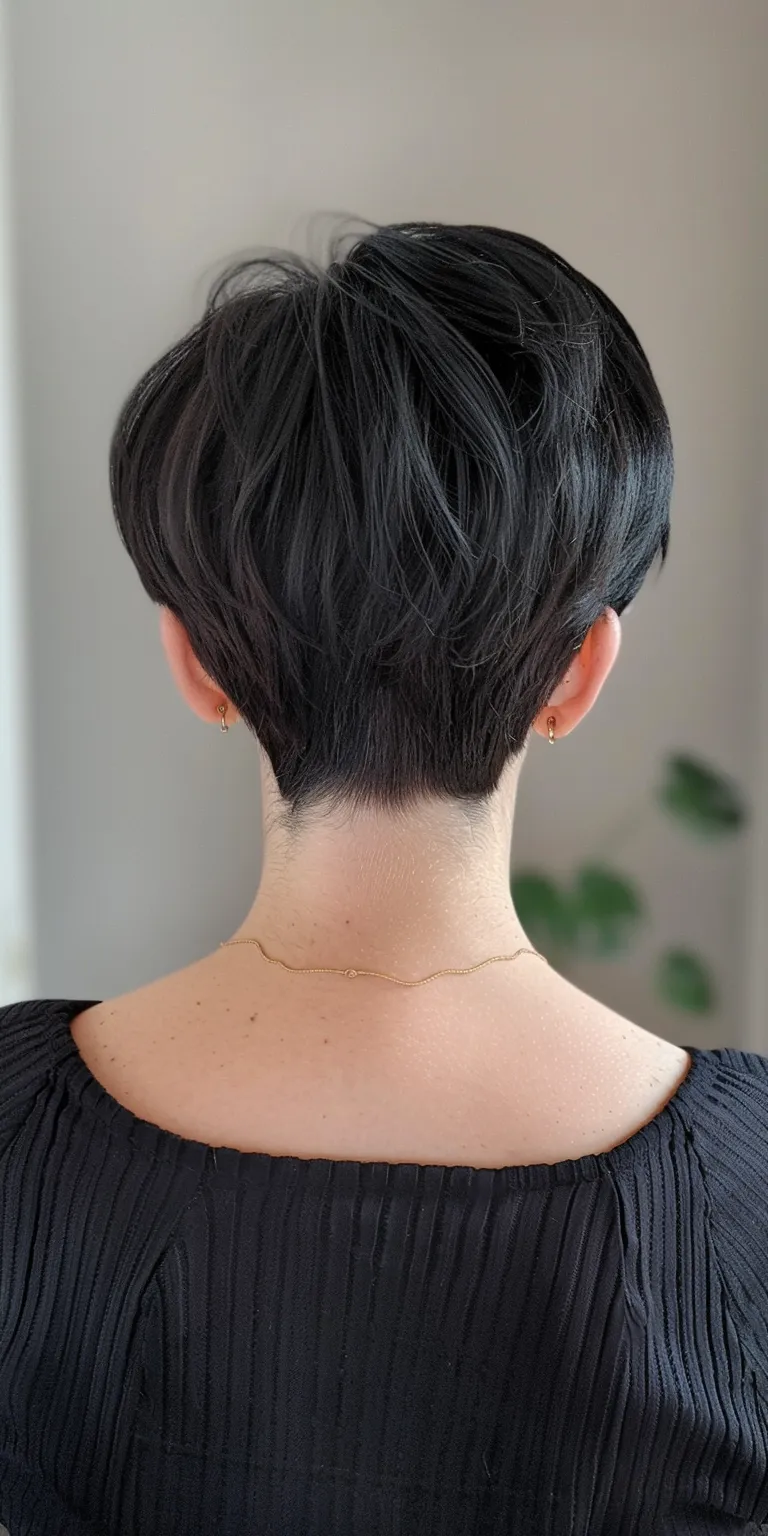 short black hairstyles Asymmetric cut, Short brush Pixie French twist, Professional cut