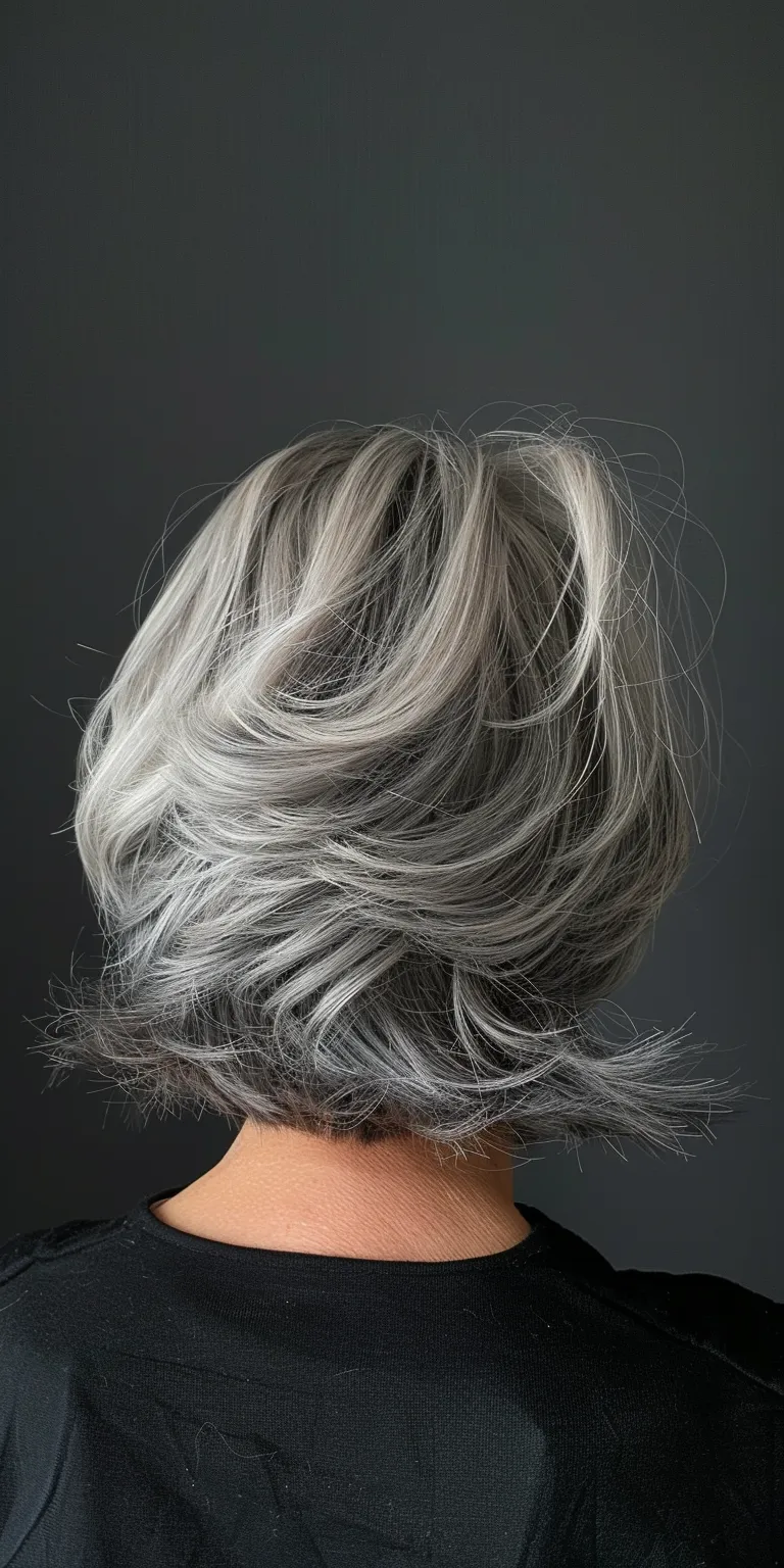 hairstyles for women over 70 Asymmetric cut, Digital perm, Layered hair, Feathered Pompadour