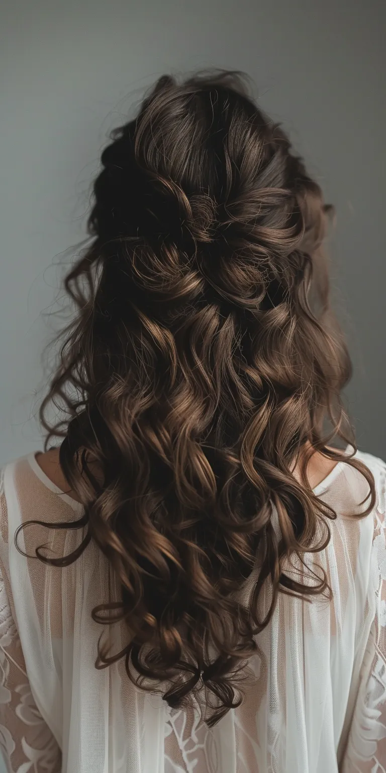 curled hair styles Layered hair, Updo, Milkmaid braid, Ringlets, Digital perm