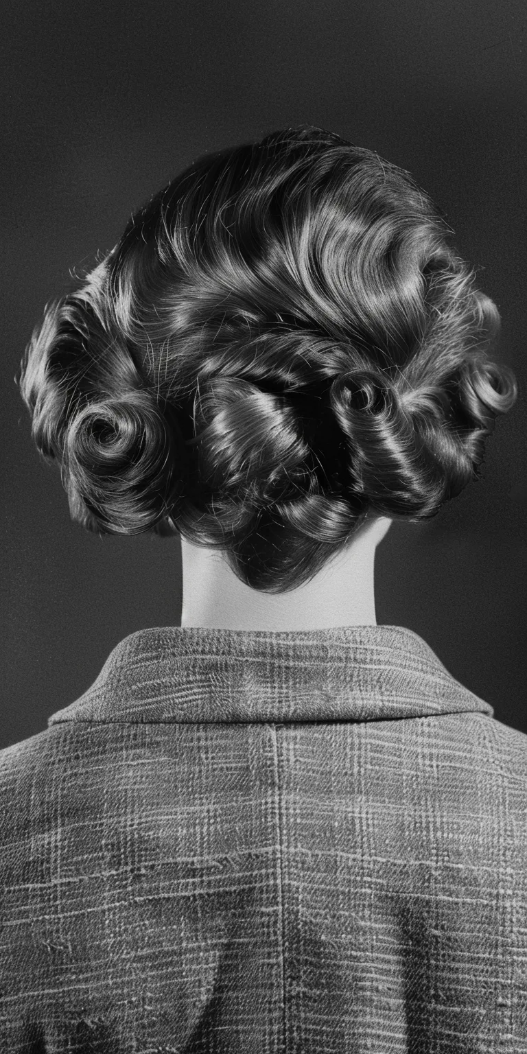 50's hairstyles Finger wave, Chignon, Milkmaid braid, Updo, French twist