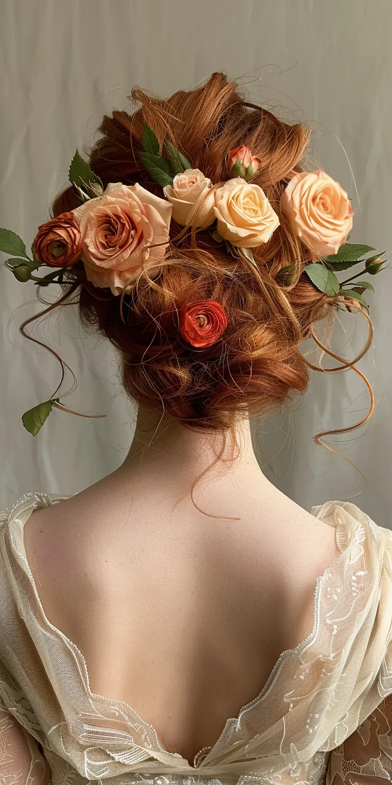 rose hairstyle Updo, Milkmaid braid, Japanese women's hairstyles, Chignon, Bouffant