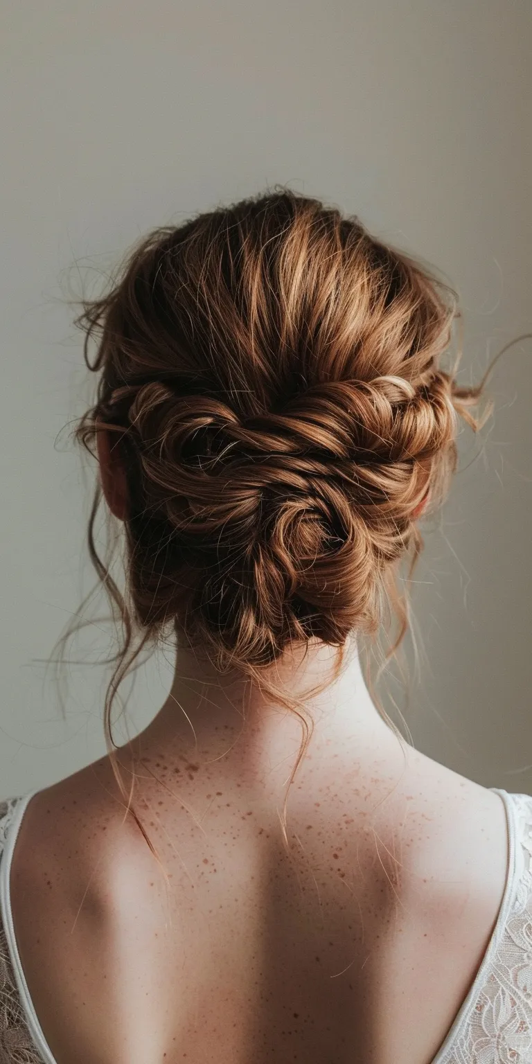 wedding guest hairstyles Updo, Chignon, Milkmaid braid, Ballerina bun, French twist