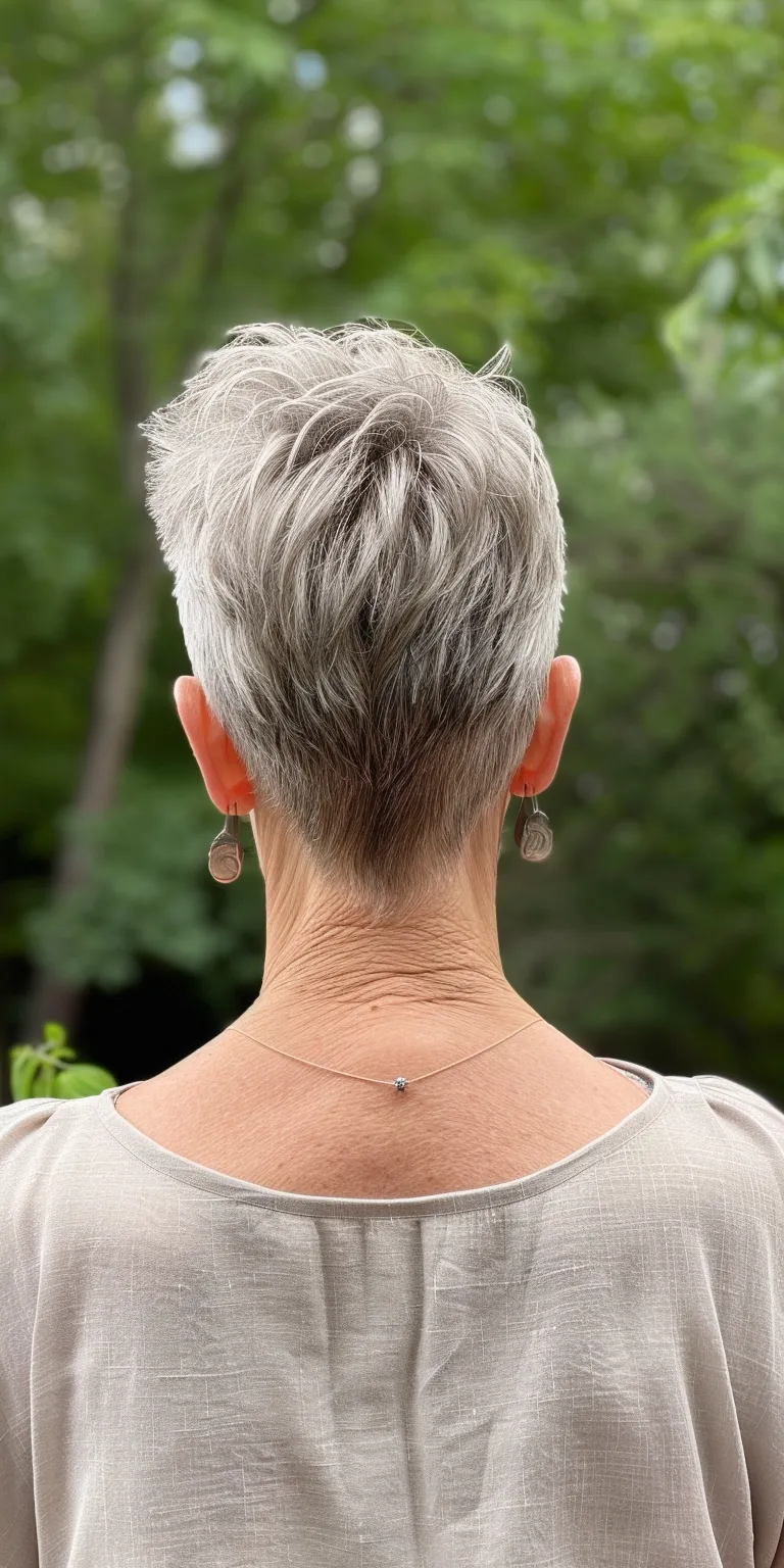 short haircuts for older women Tonsure, Butterfly haircut, Short brush cut, Asymmetric Pixie cut