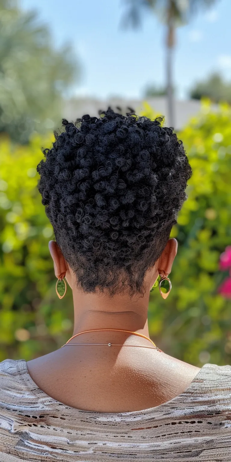 low maintenance short natural haircuts for black females Afro puffs, Kinky hair, Digital perm, Pompadour, Short brush cut