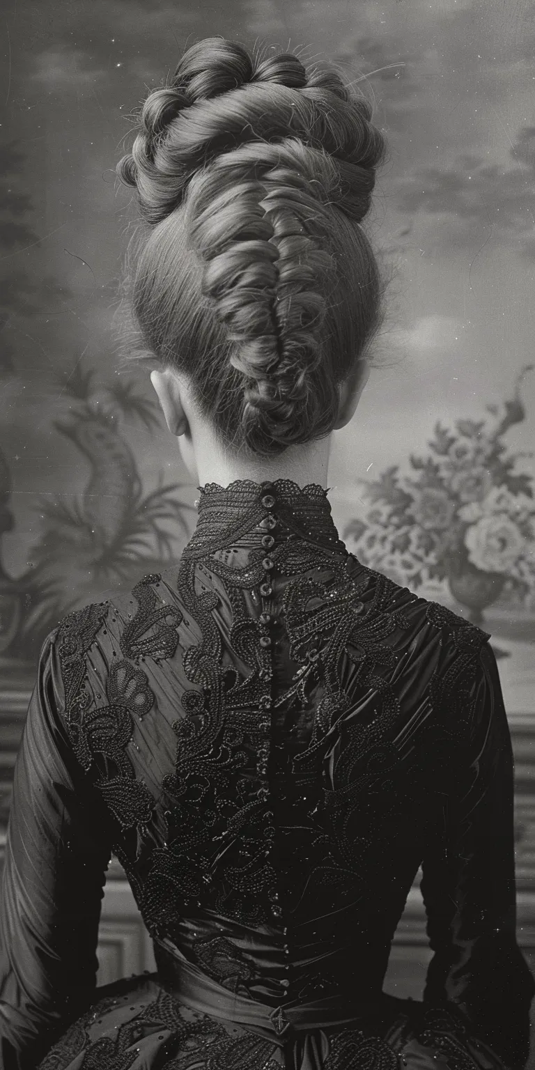 victorian hairstyles Updo, Historical Christian hairstyles, Milkmaid braid, French Pompadour