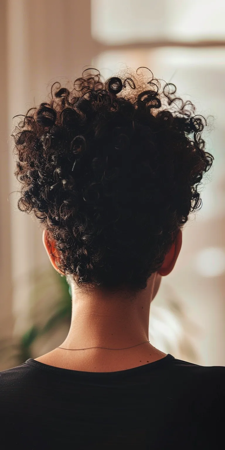 short curly haircuts for women Afro puffs, Digital perm, Kinky hair, Updo, Jheri curl