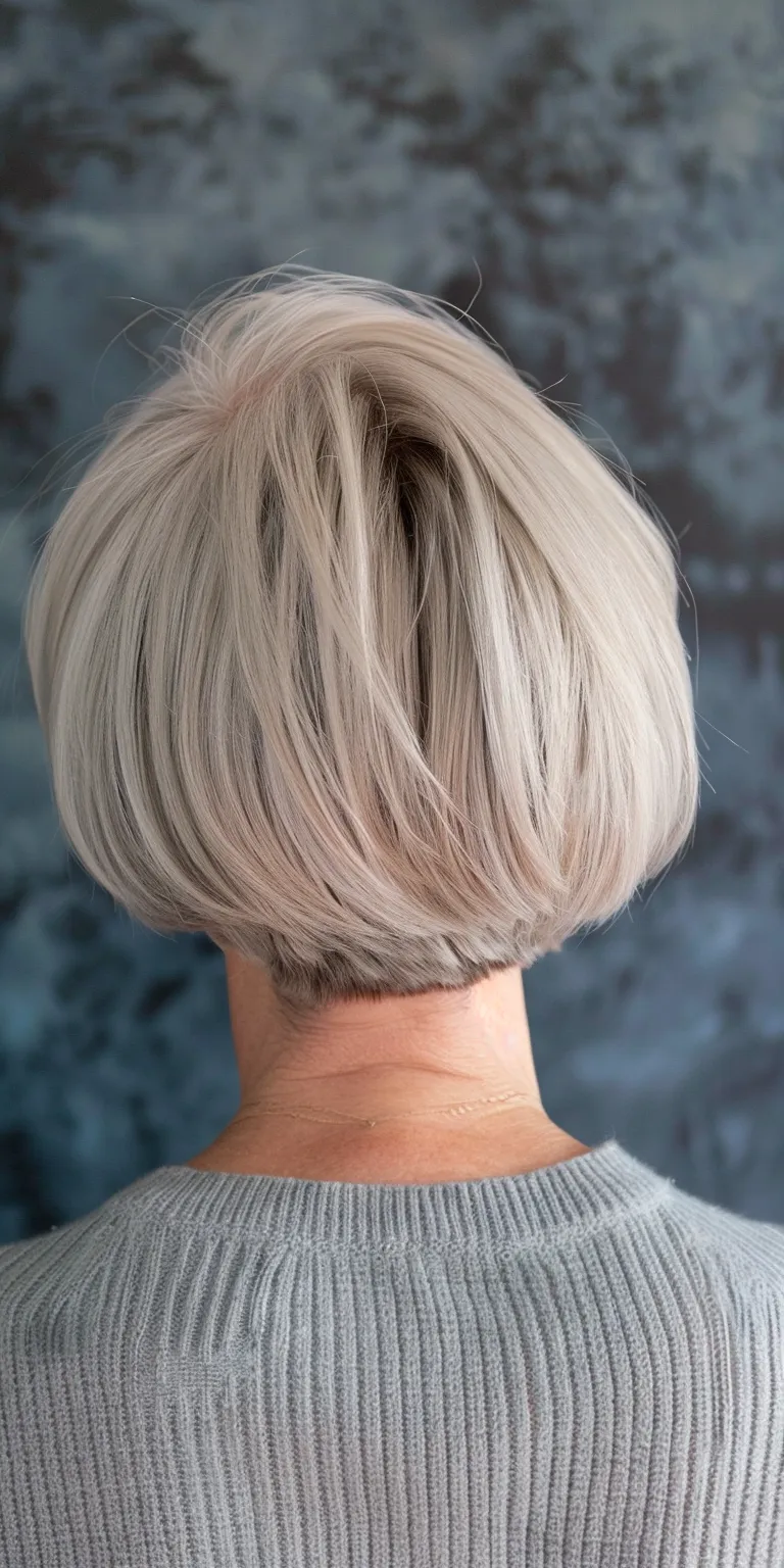 short bob haircuts for women Asymmetric cut, Short brush Digital perm, Professional Pompadour