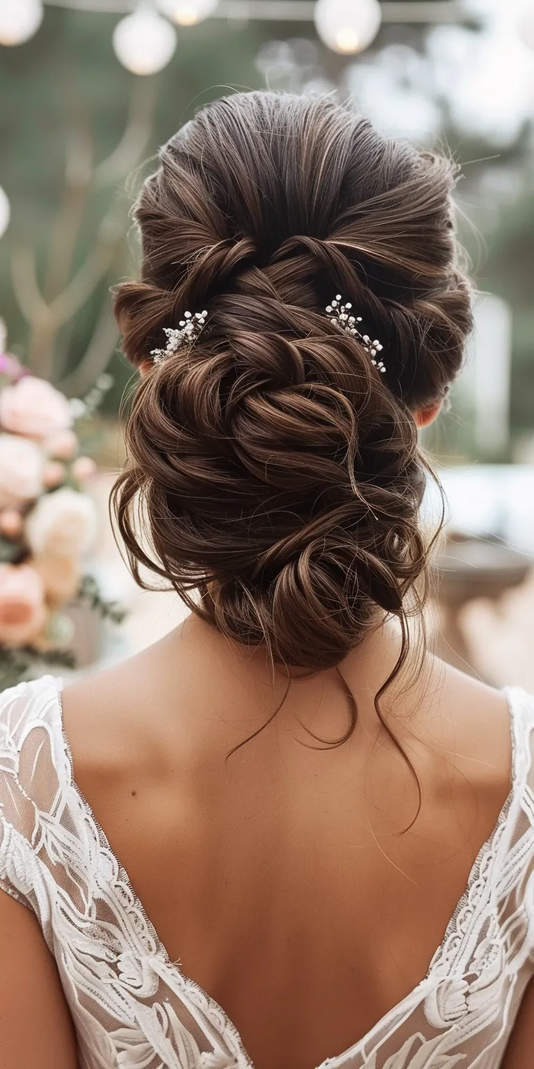 bridesmaid hairstyles Updo, Chignon, Ballerina bun, Milkmaid braid, Boho braids