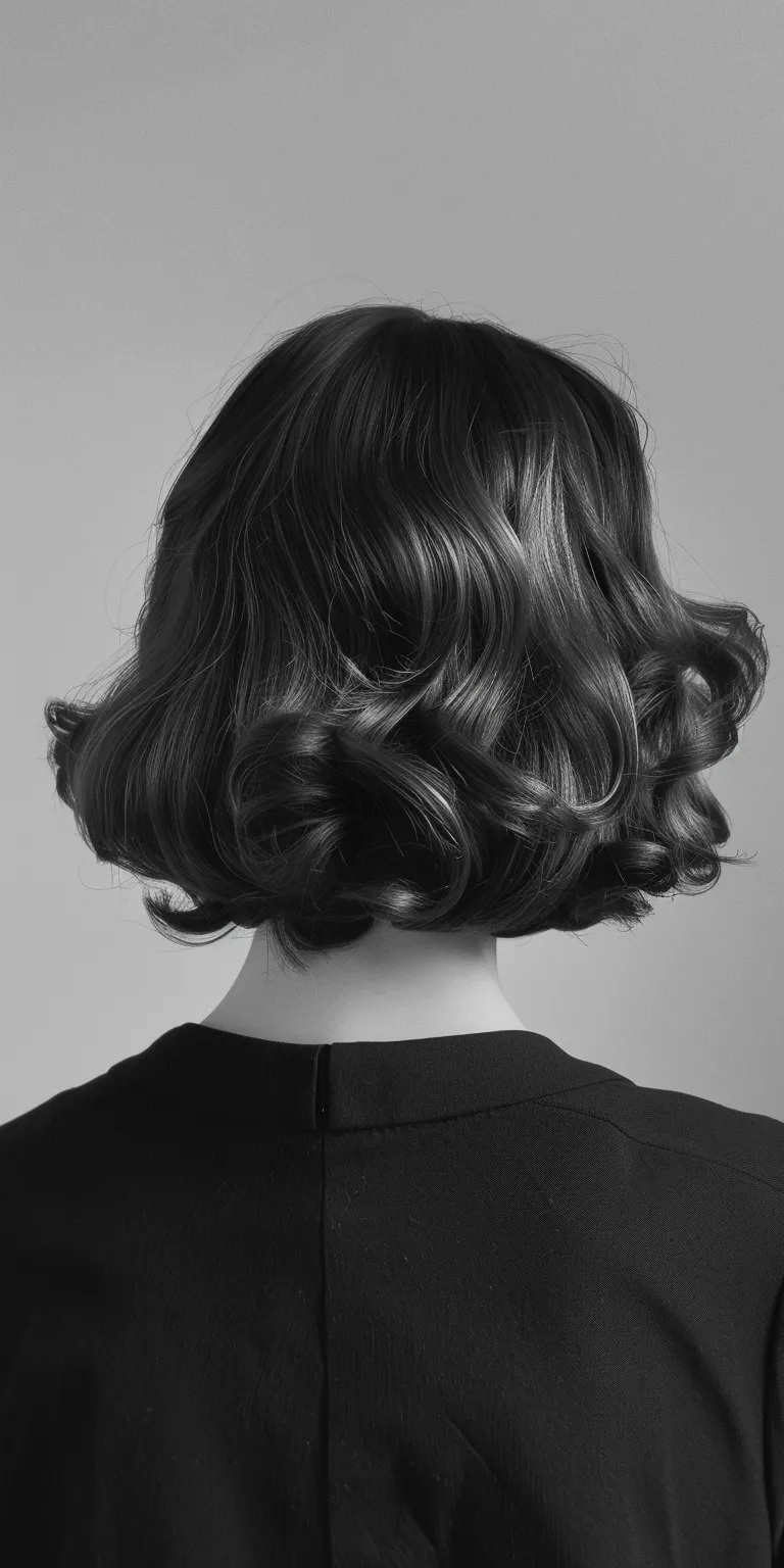 hairstyle for square face Finger wave, Asymmetric cut, Ringlets, Chignon, Bob cut