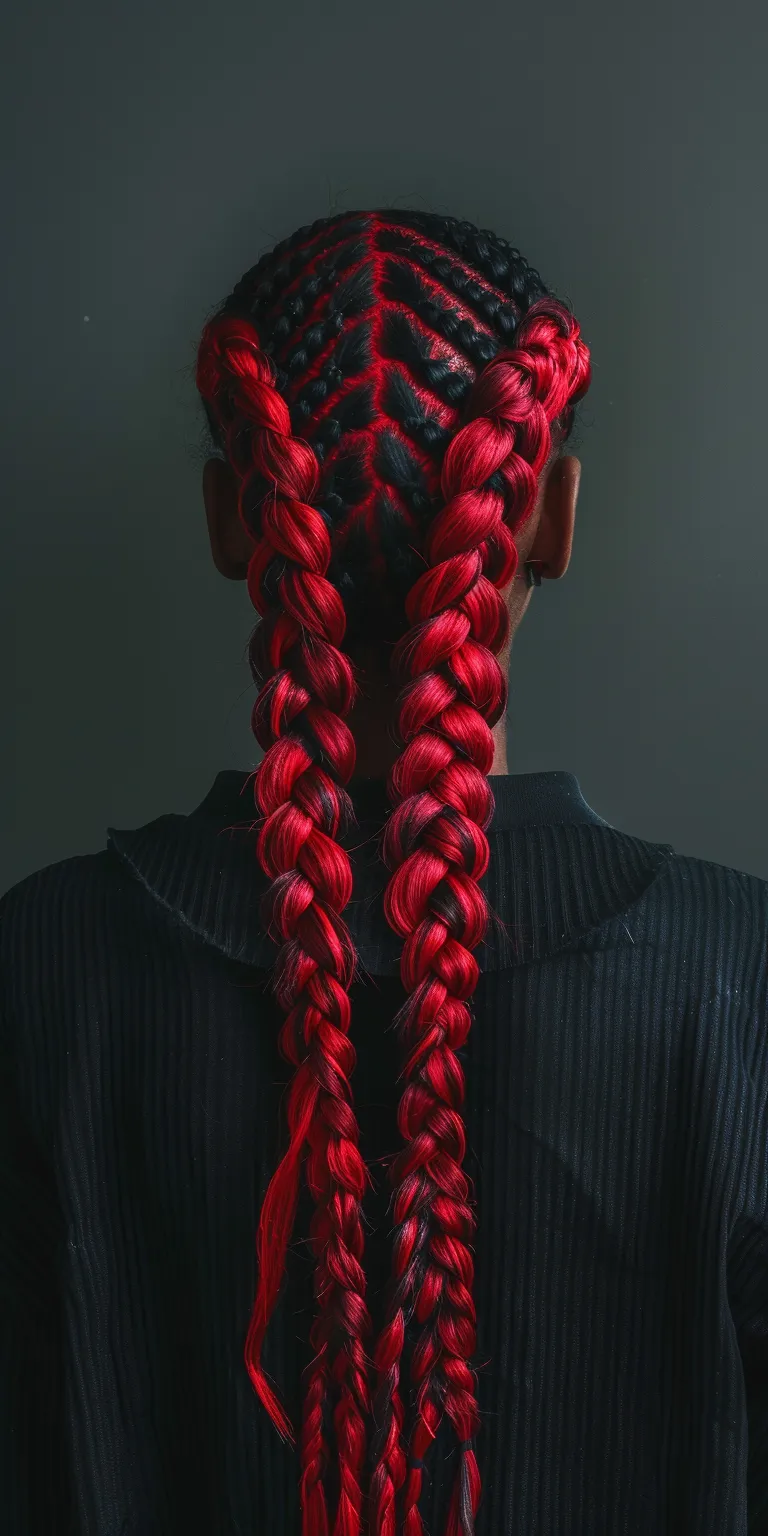 red knotless braids Waterfall braids, French braid, Braid, Hair crimping, twist