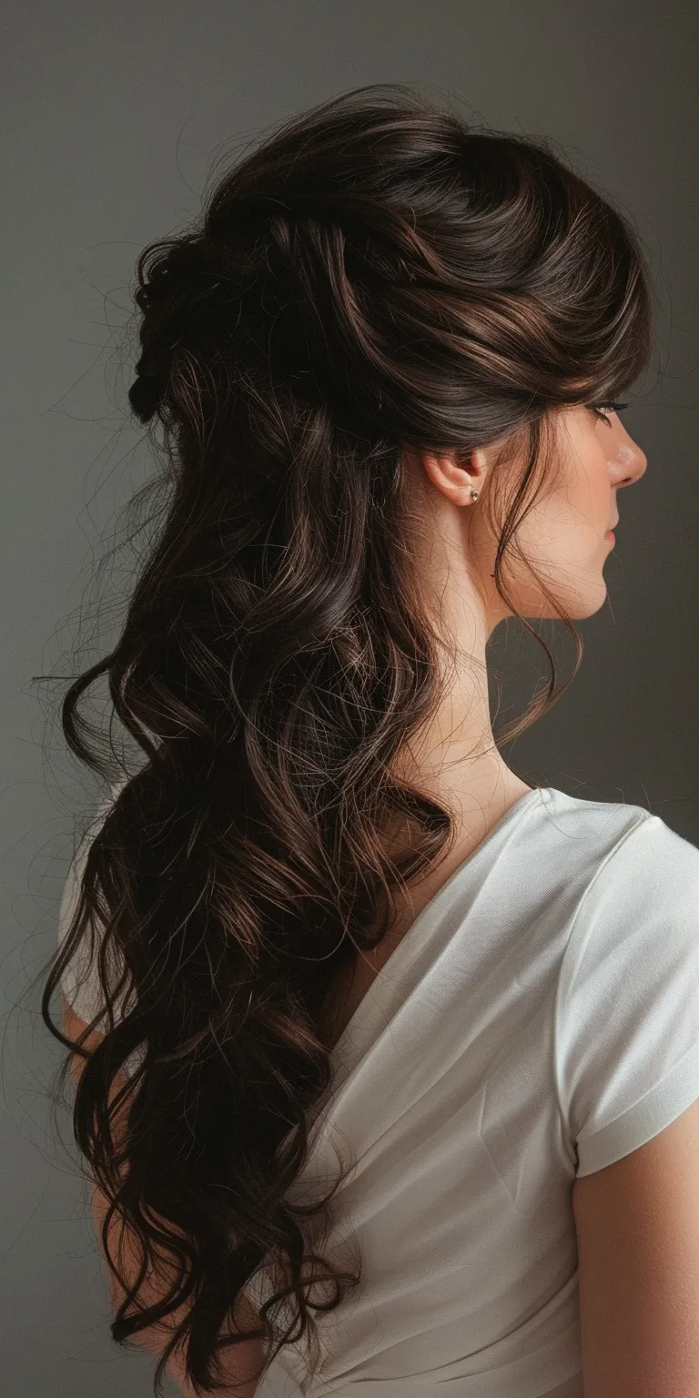 side bangs hairstyle Layered hair, Updo, Milkmaid braid, Asymmetric cut, Japanese women's hairstyles