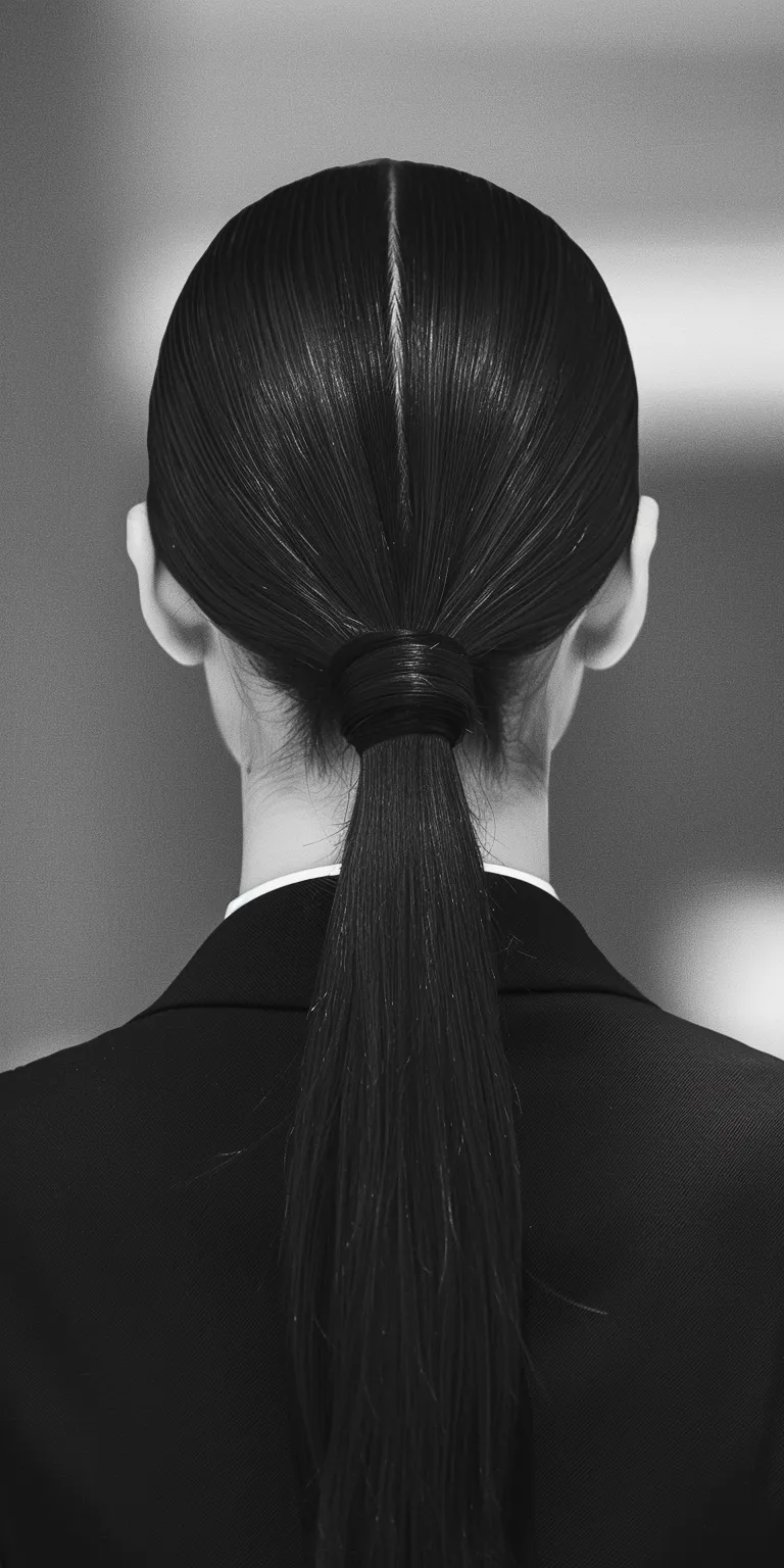 slick back ponytail Chignon, Asymmetric cut, French twist, Updo, Japanese women's hairstyles