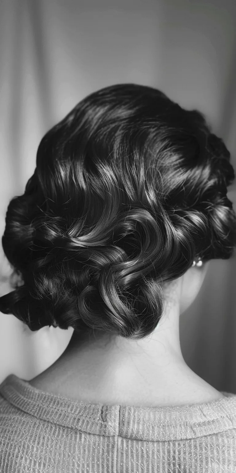 40s hairstyles Chignon, Finger wave, Updo, Milkmaid braid, French twist