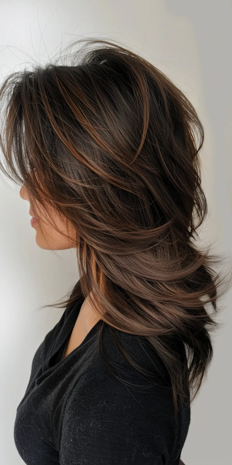 hairstyles for layered hair Layered hair, Asymmetric cut, French twist, Chignon, Feathered