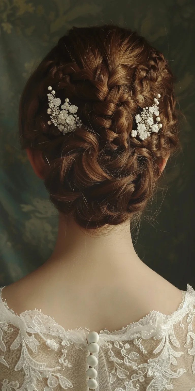 bridal hairstyles Milkmaid braid, Chignon, Updo, French twist, braid