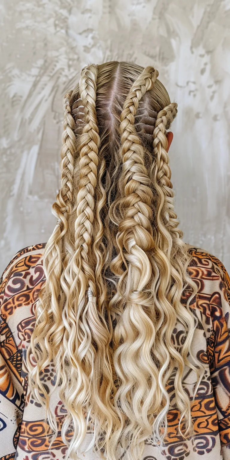 blonde box braids Boho braids, Waterfall Hair twists, crimping, Braid