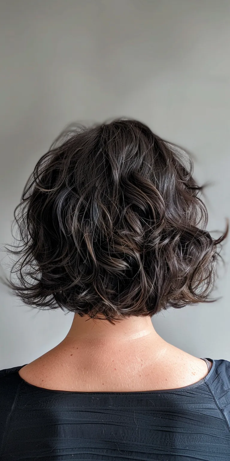 haircuts for wavy hair women Digital perm, Asymmetric cut, Layered hair, Bob Short brush cut