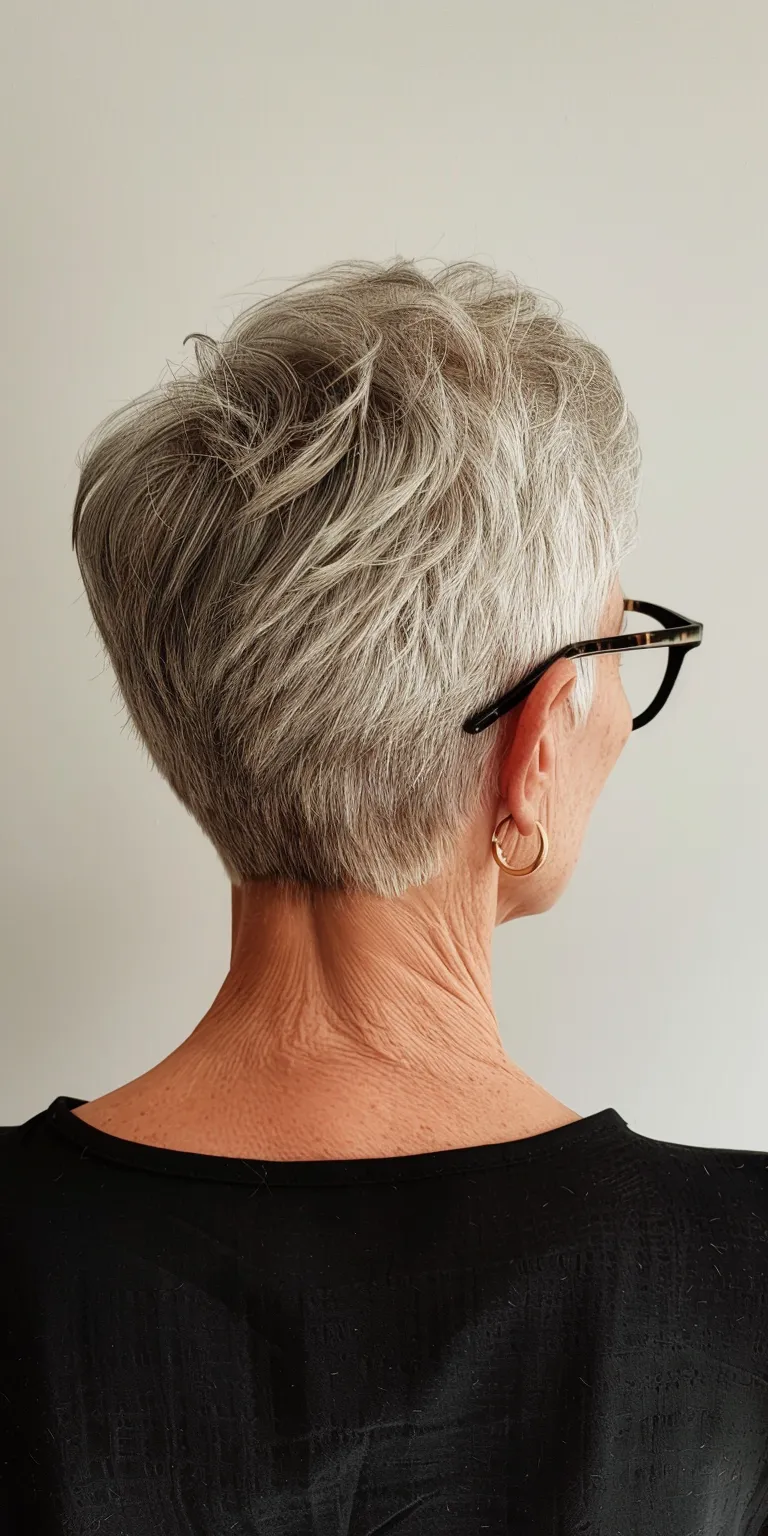 pixie cuts for women over 60 Asymmetric cut, Short brush Pompadour, Digital perm, Tonsure