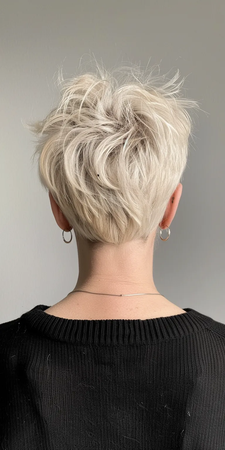 pixie haircuts for older women Asymmetric cut, Short brush Pixie Professional back and sides