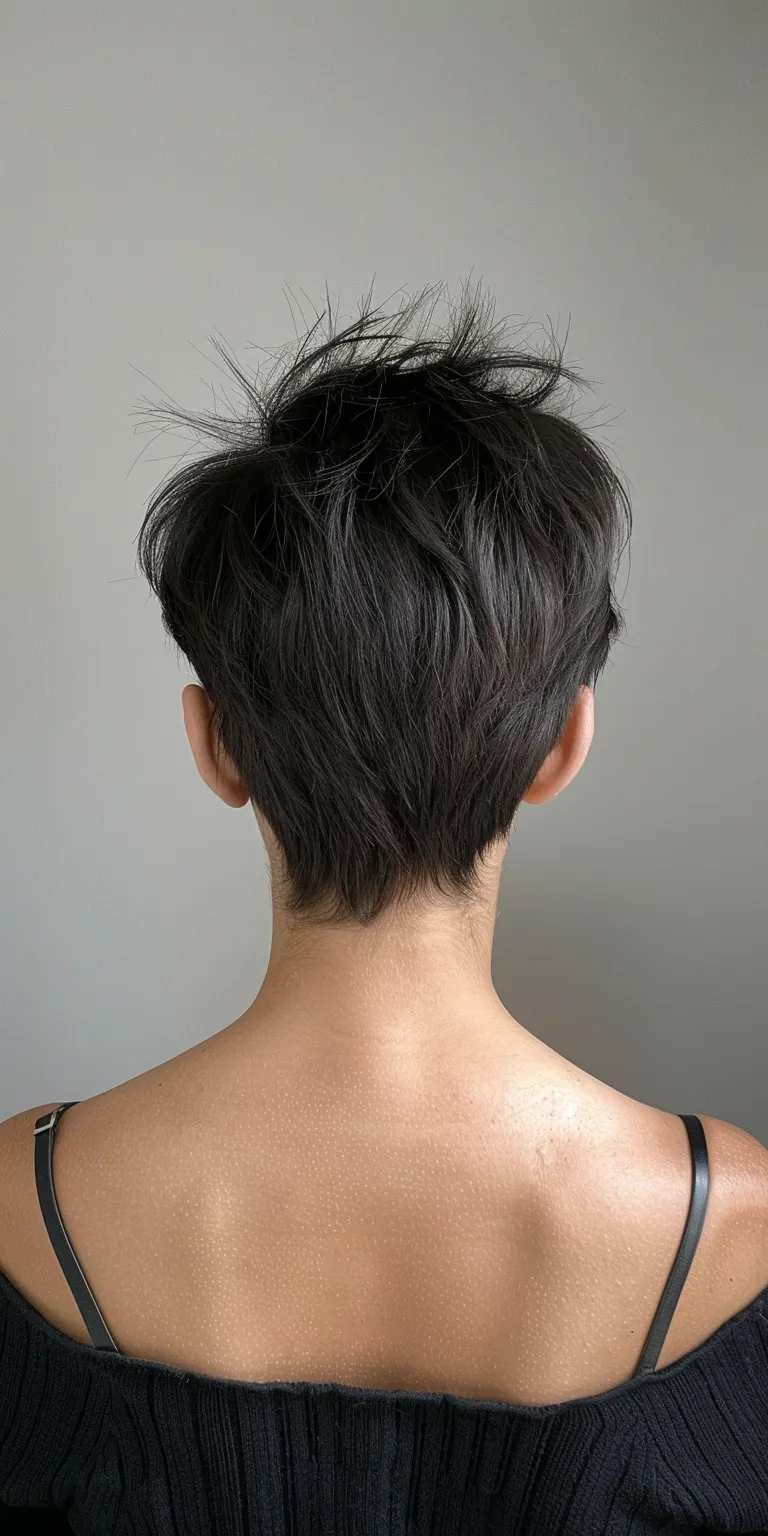 short pixie cuts Asymmetric cut, Short brush Pixie Professional French twist