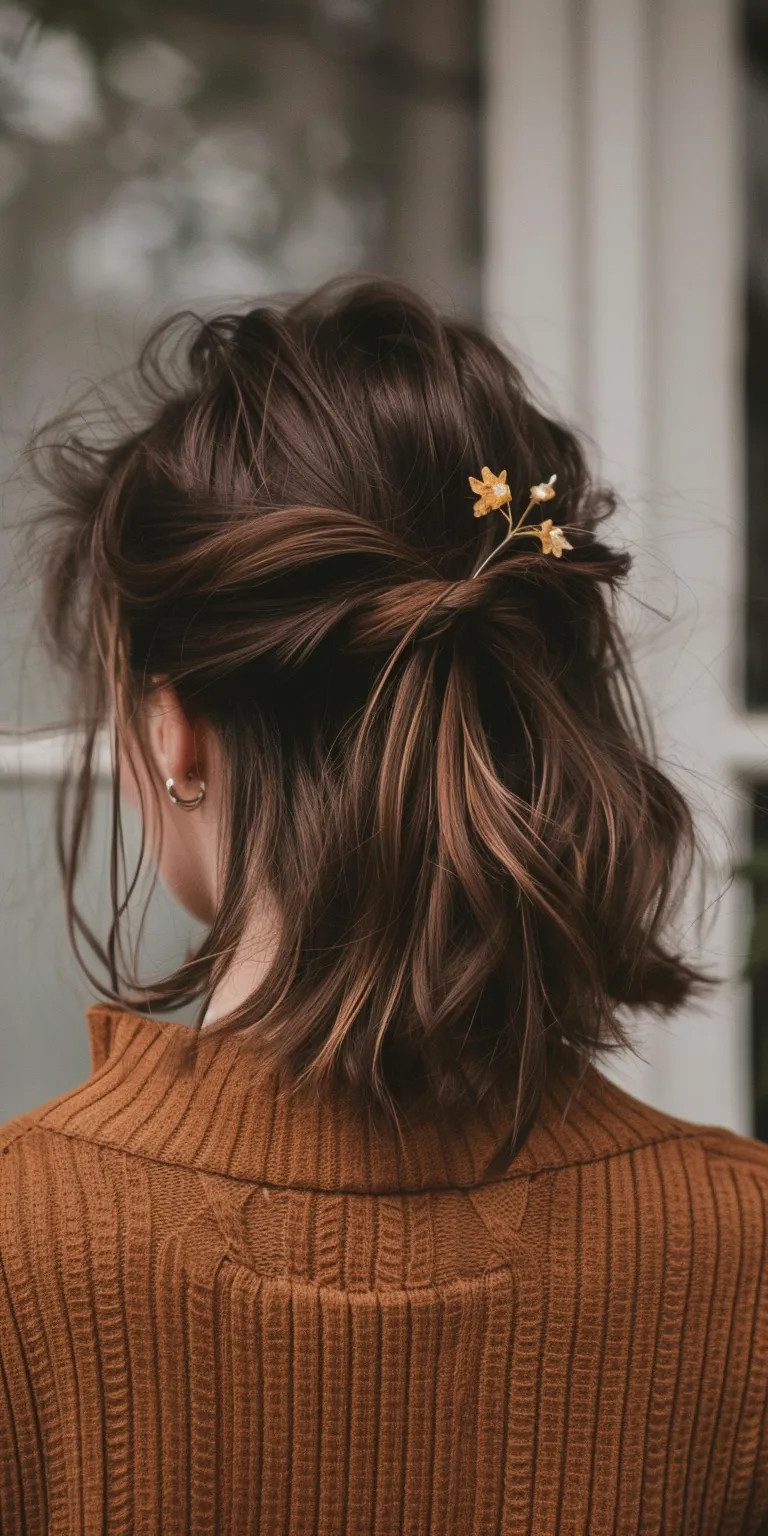 cute hairstyles for shoulder length hair Chignon, Updo, Milkmaid braid, Layered hair, French twist