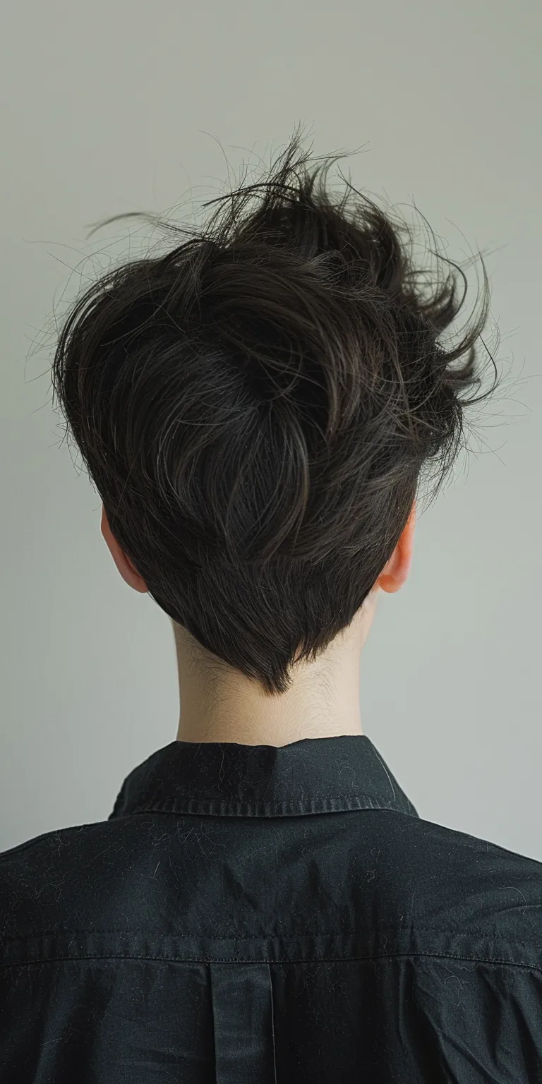 tomboy hairstyle Asymmetric cut, Pompadour, Updo, Chignon, Japanese women's hairstyles