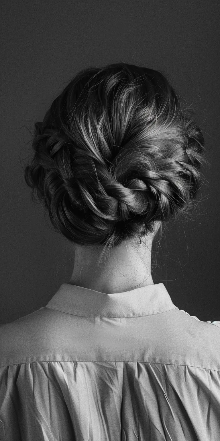 formal hair styles Milkmaid braid, Updo, French Chignon, Braid