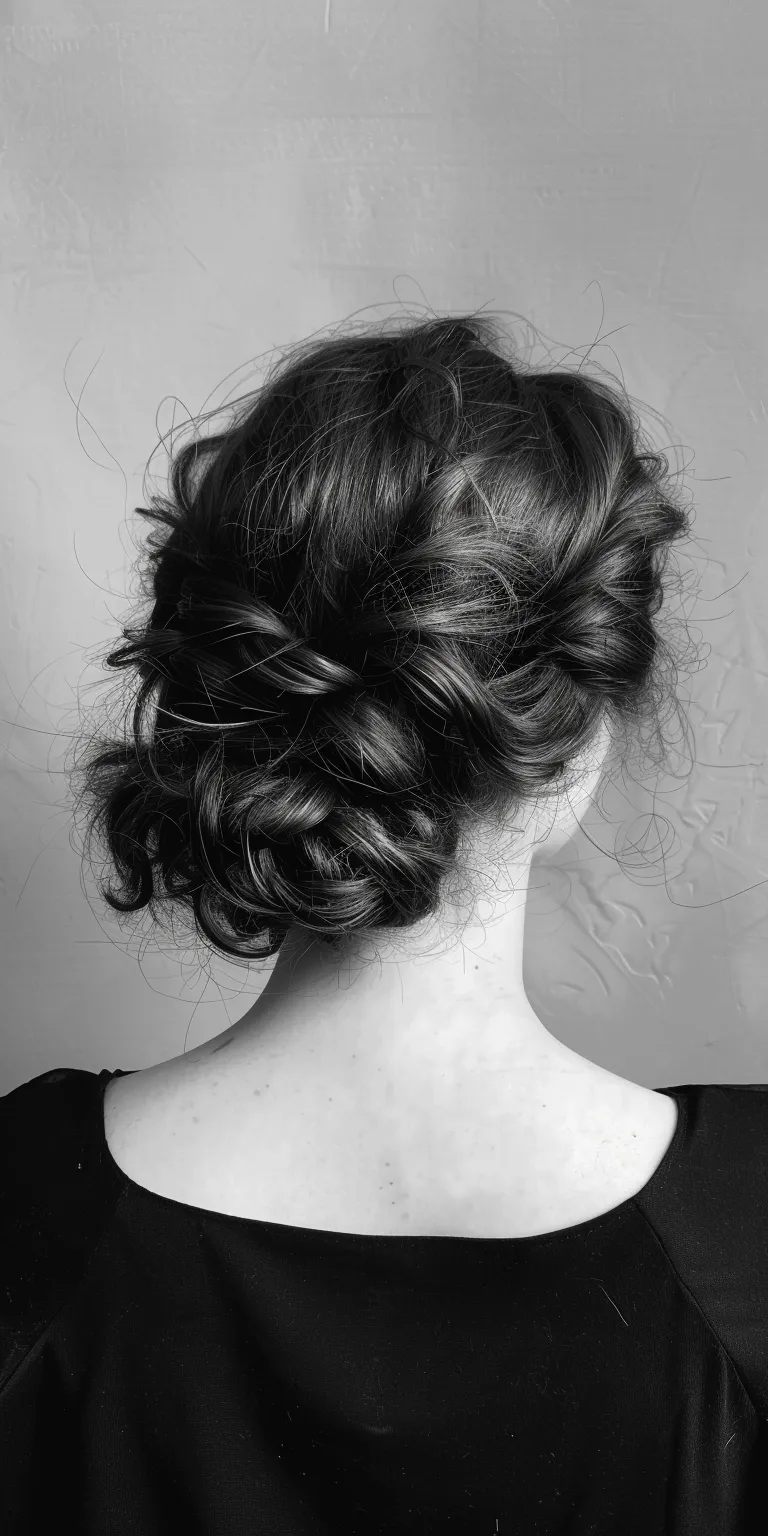 pomade hair Chignon, Milkmaid braid, Updo, French twist, Waterfall braids