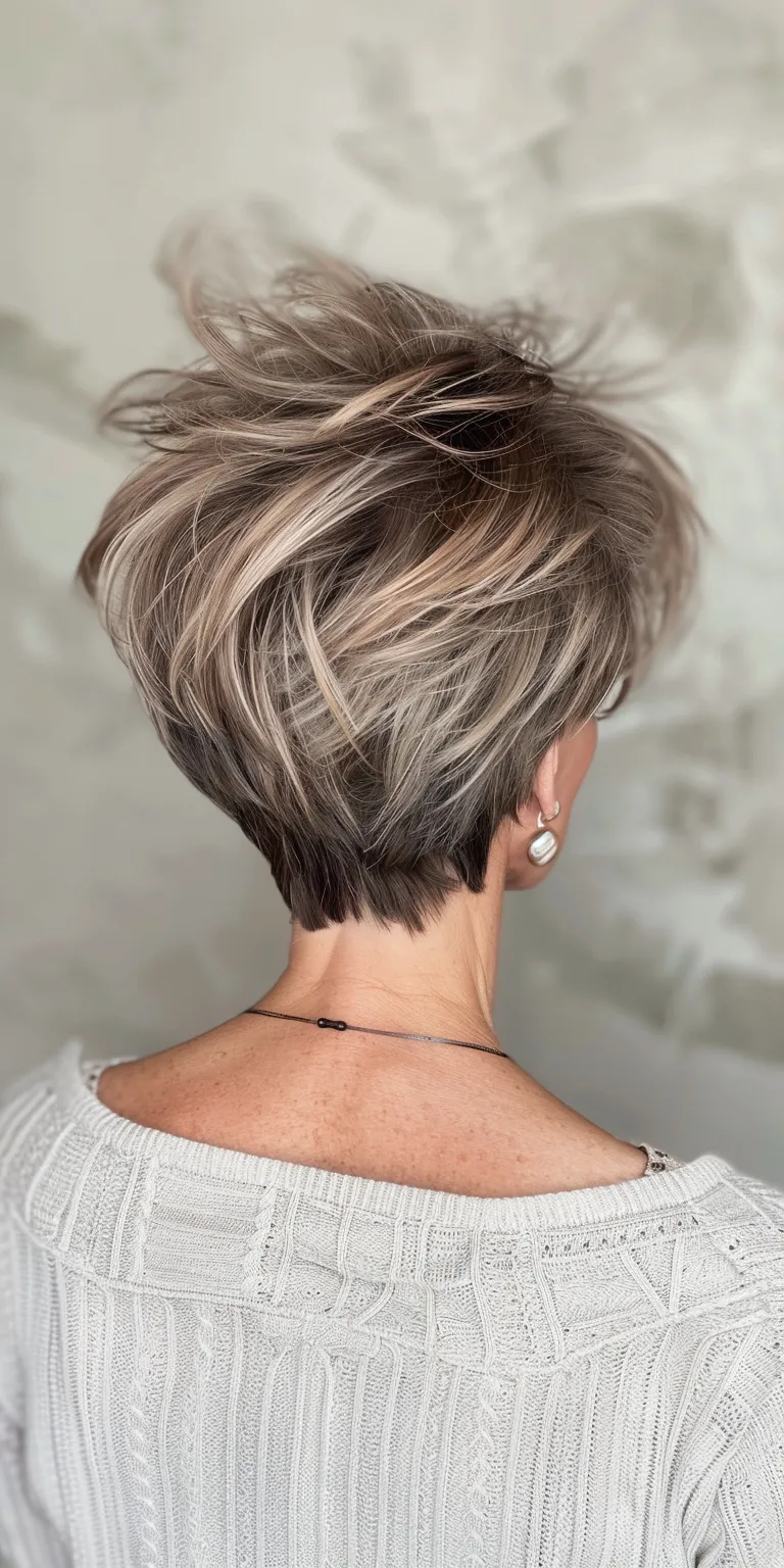 short choppy hairstyles Asymmetric cut, Short brush French twist, Updo, Layered hair