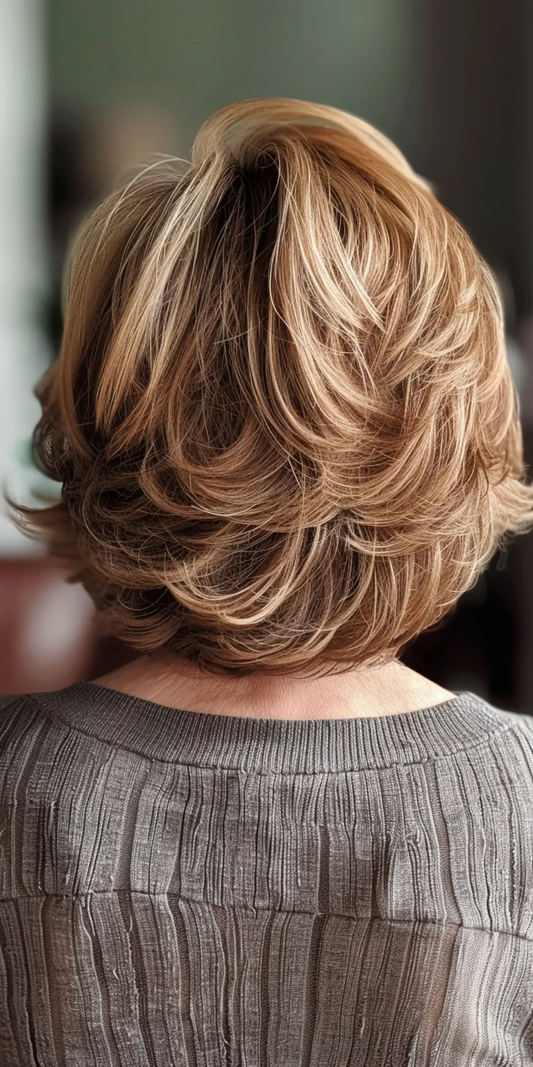 medium haircuts for women Asymmetric cut, Digital perm, Chignon, Layered hair, Short brush cut