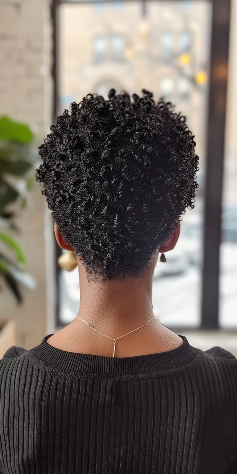 low maintenance short natural haircuts for black females Digital perm, Afro puffs, French twist, Short brush cut, Crochet braids