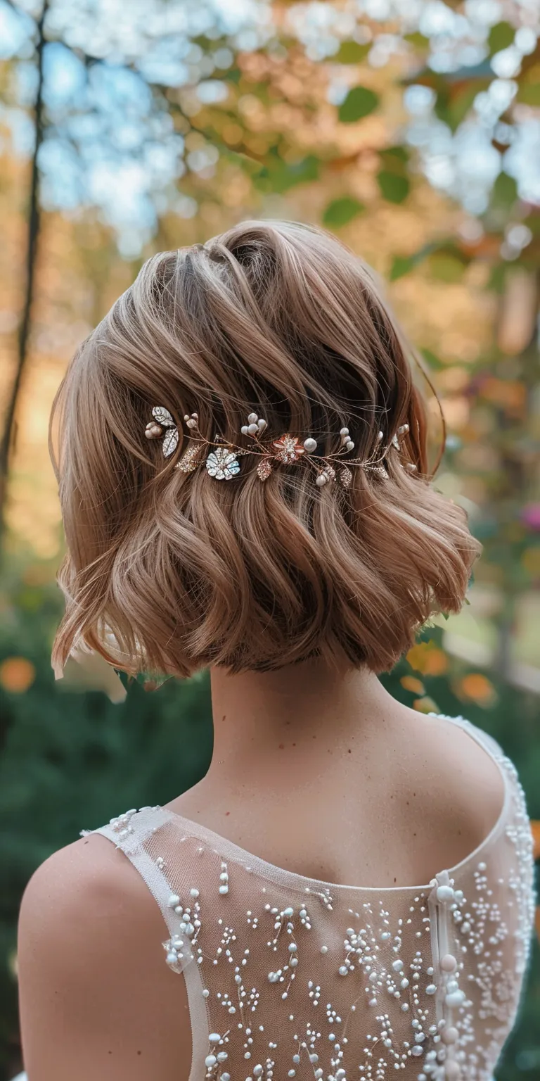 short hair wedding styles Updo, Milkmaid braid, Chignon, Ballerina bun, Butterfly haircut