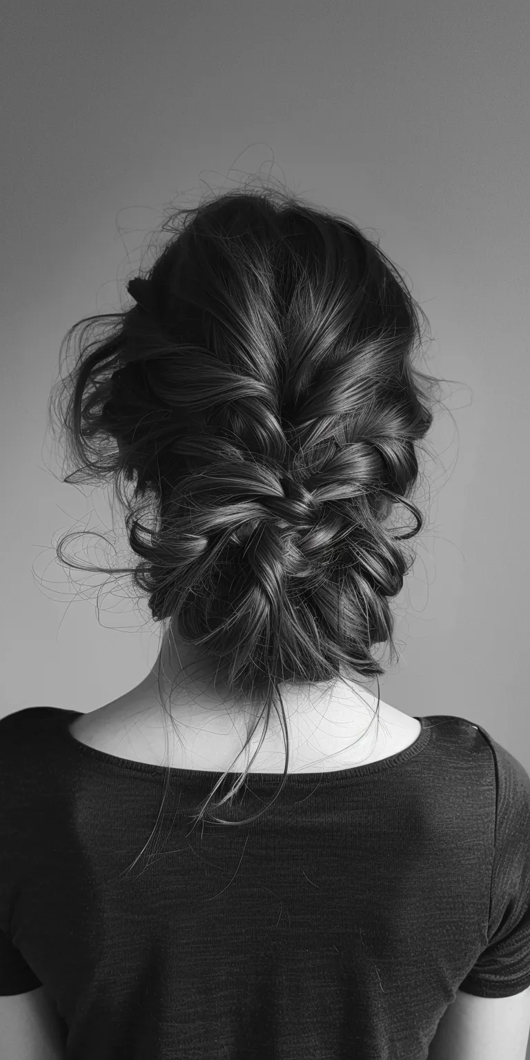 hair styles for thick Chignon, French braid, Updo, Milkmaid Waterfall braids