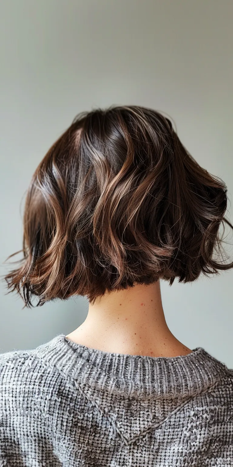 layered bob haircuts Asymmetric cut, Bob Layered hair, Short brush Digital perm