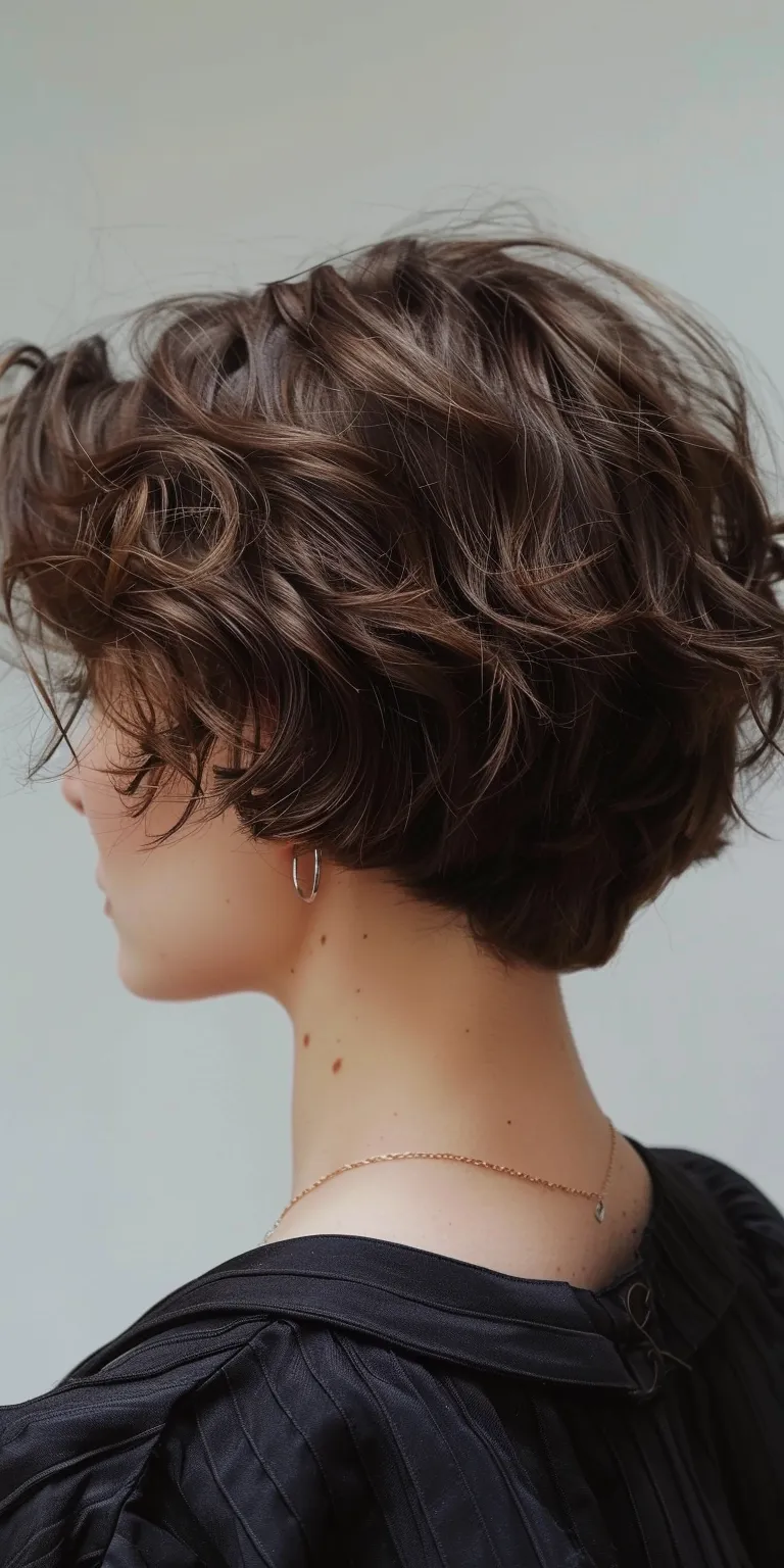 hairstyles for short hair Asymmetric cut, Digital perm, Short brush Pixie Layered