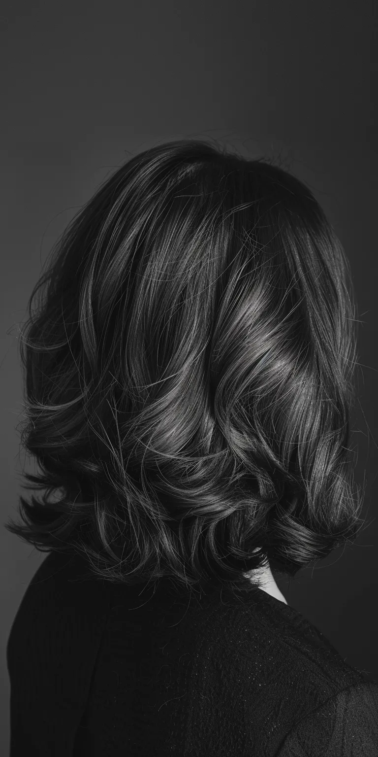 medium length layered hairstyles Ringlets, Digital perm, Asymmetric cut, Layered hair, Finger wave