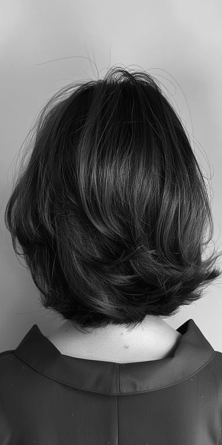 hairstyles for layered hair Asymmetric cut, Bob Chignon, Layered hair, Short brush cut