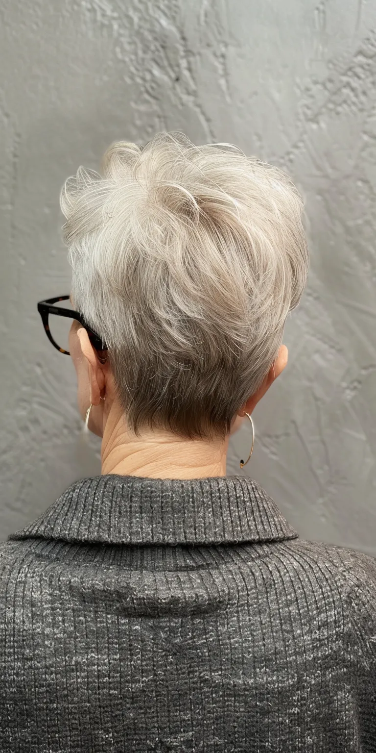 hairstyles for older women Asymmetric cut, Short brush Digital perm, Pompadour, Layered hair