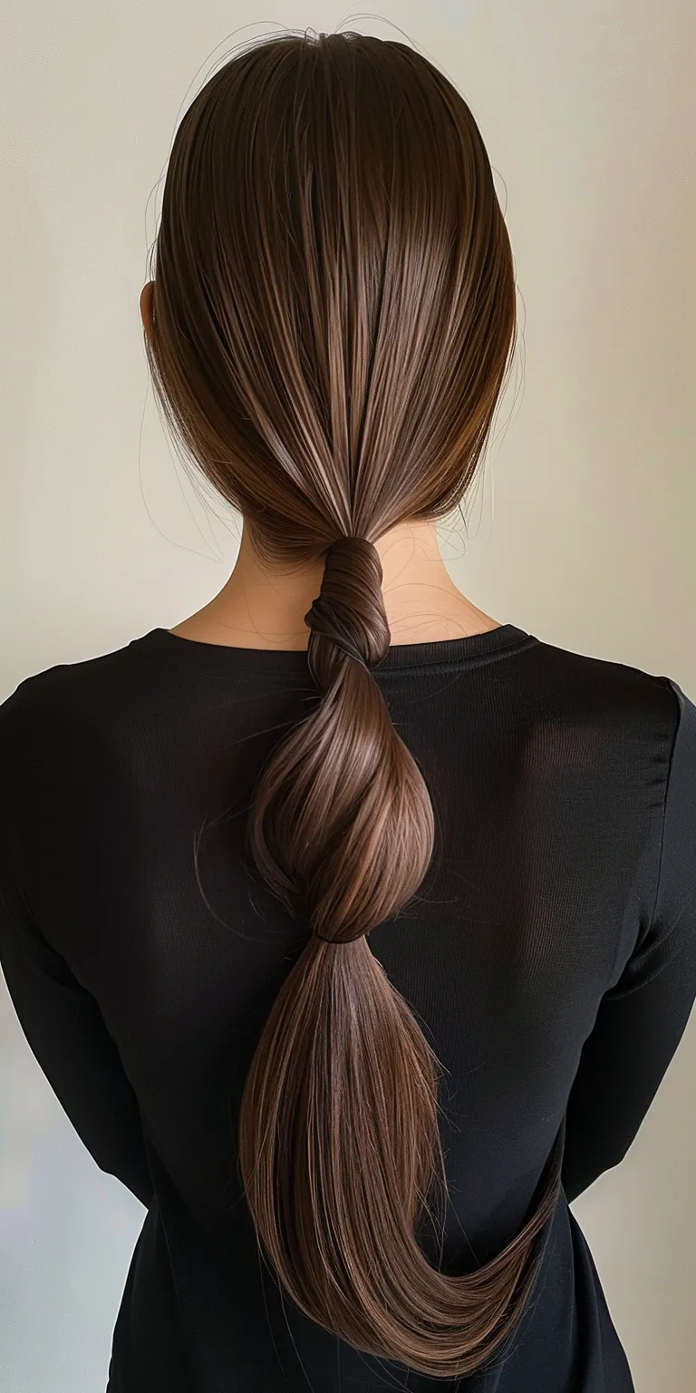 sleek ponytail hairstyles French twist, Asymmetric cut, Chignon, Layered hair, braid