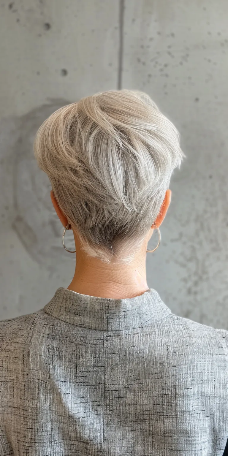 short hairstyles for older women Asymmetric cut, Short brush Digital perm, Tonsure, Pompadour