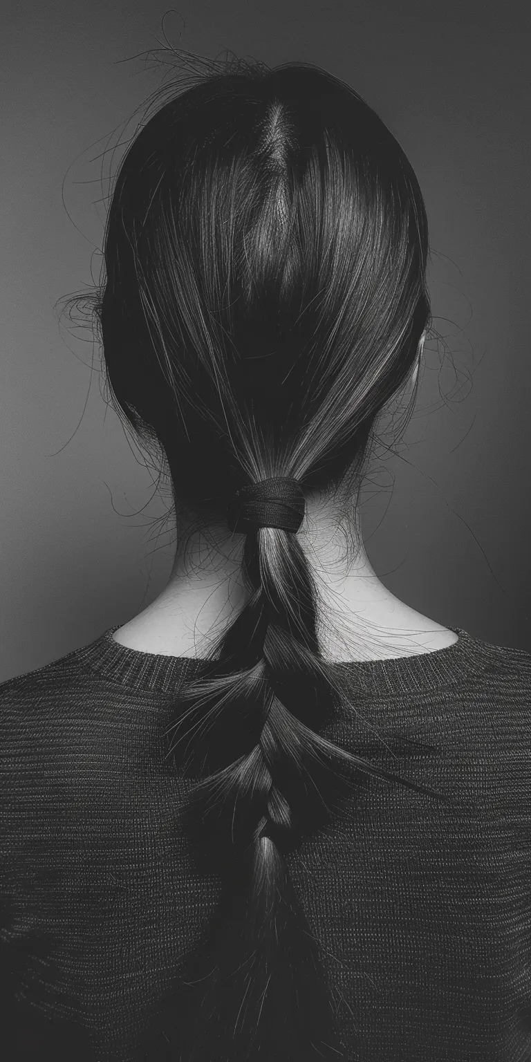 slick ponytails Chignon, French braid, Braid, twist, Asymmetric cut