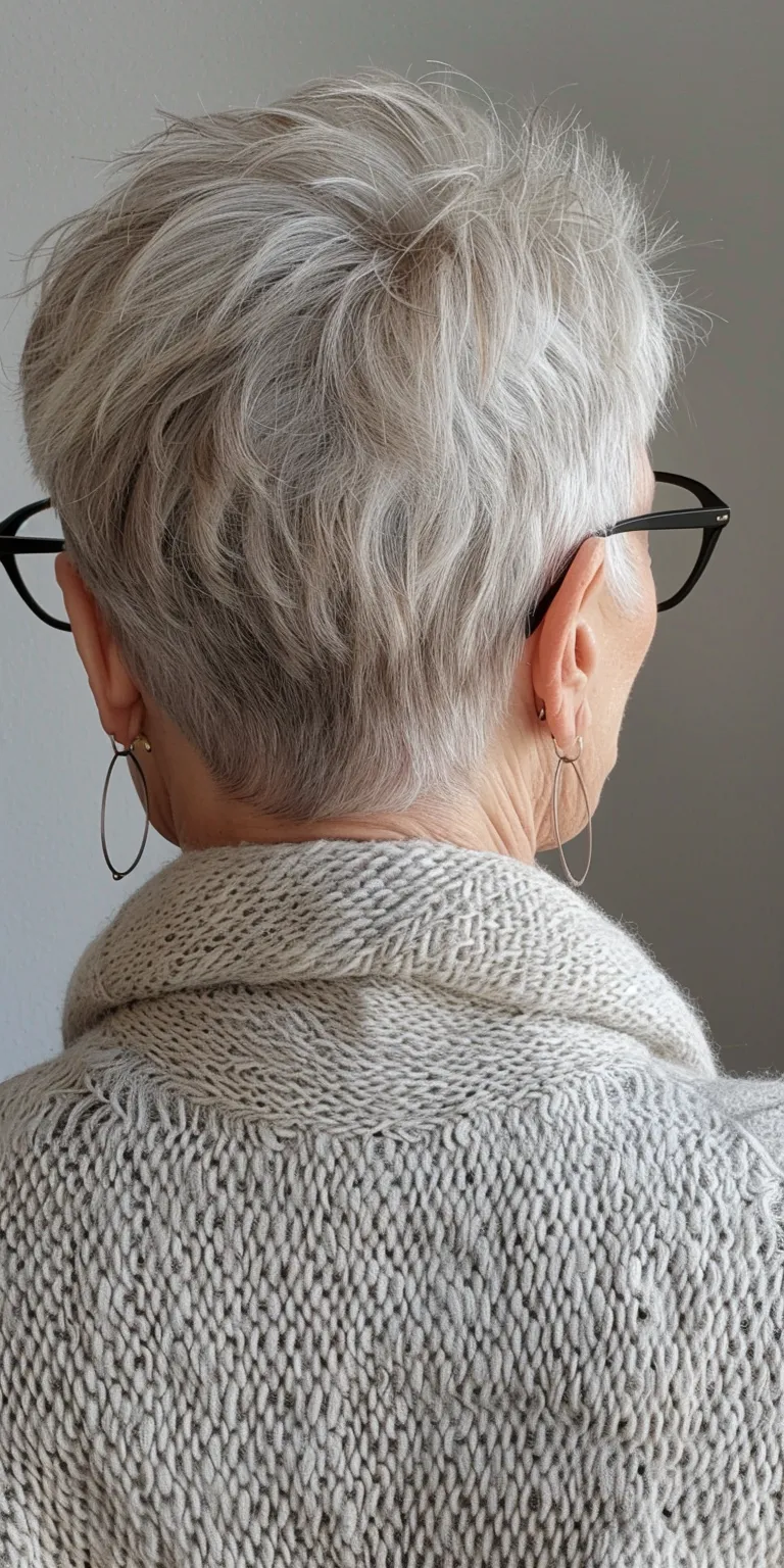 short hairstyles for women over 60 Short brush cut, Asymmetric Digital perm, Pompadour, Tonsure