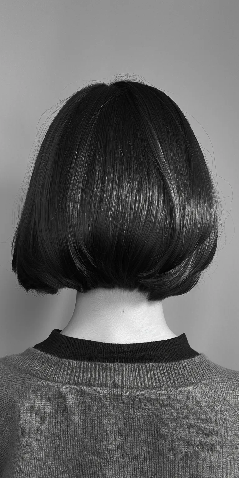 mid length bob Asymmetric cut, Bob Chignon, Japanese women's hairstyles, Short brush cut