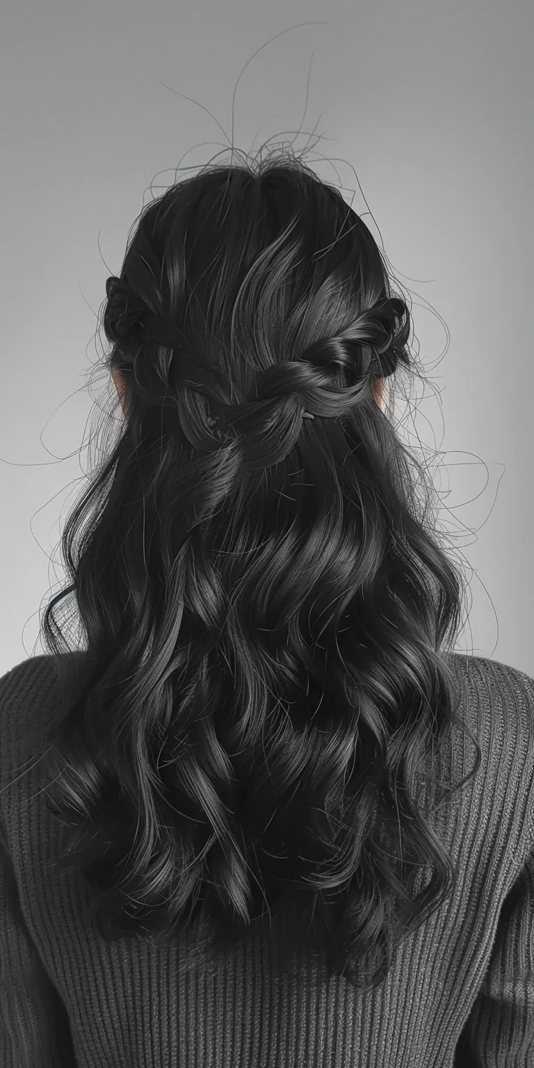 wig hairstyles Milkmaid braid, Updo, Waterfall braids, Chignon, Layered hair