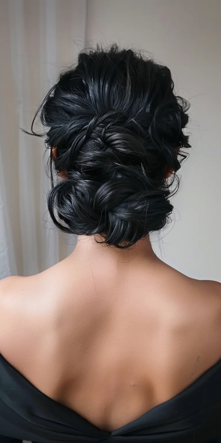 updo hairstyles for black hair Updo, Chignon, French twist, Waterfall braids, Milkmaid braid