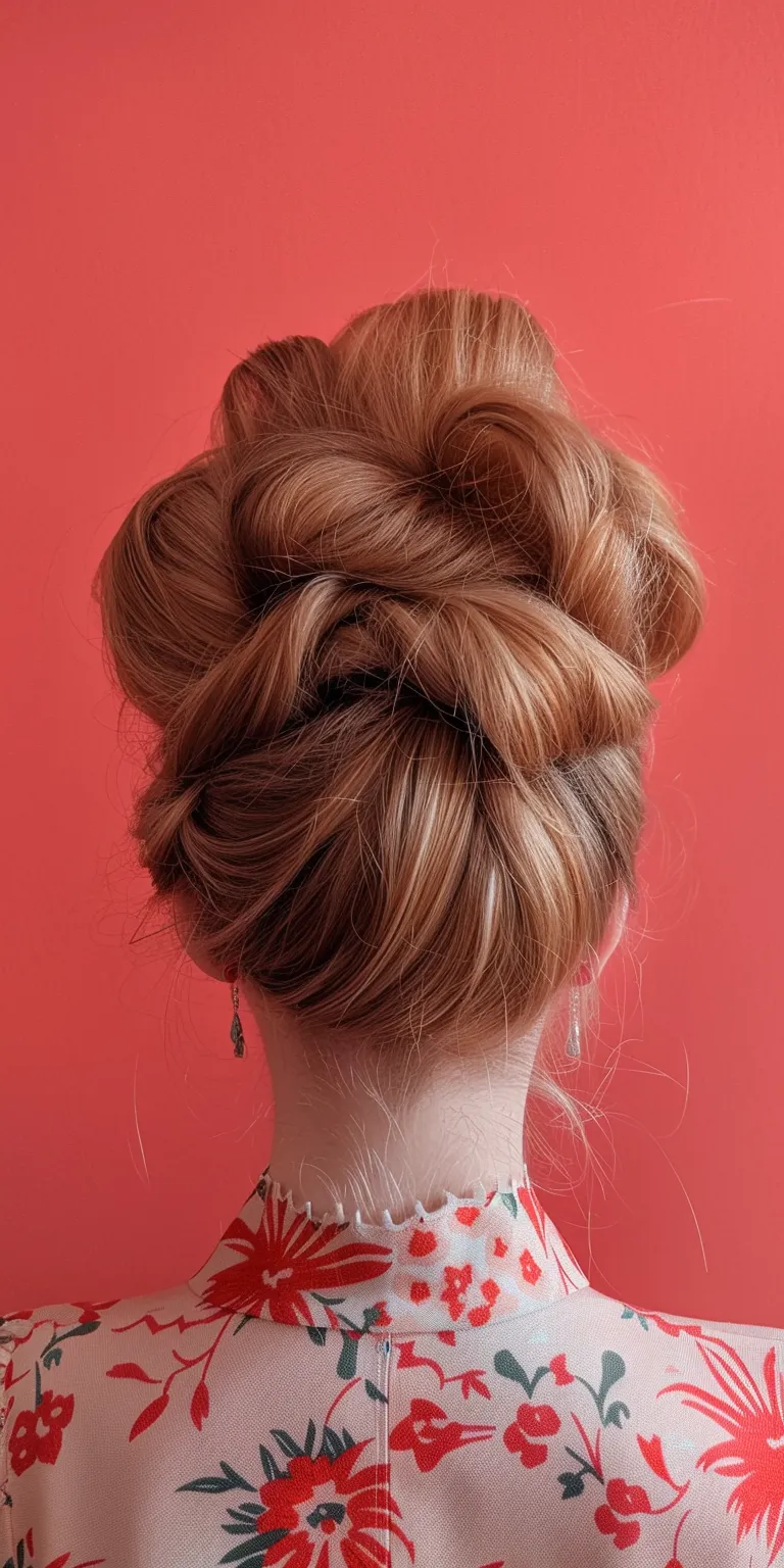 80s hairstyles Updo, Chignon, Ballerina bun, French twist, Milkmaid braid