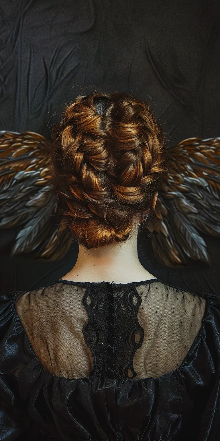 wings hairstyle Feathered hair, Updo, Milkmaid braid, Butterfly haircut, Chignon